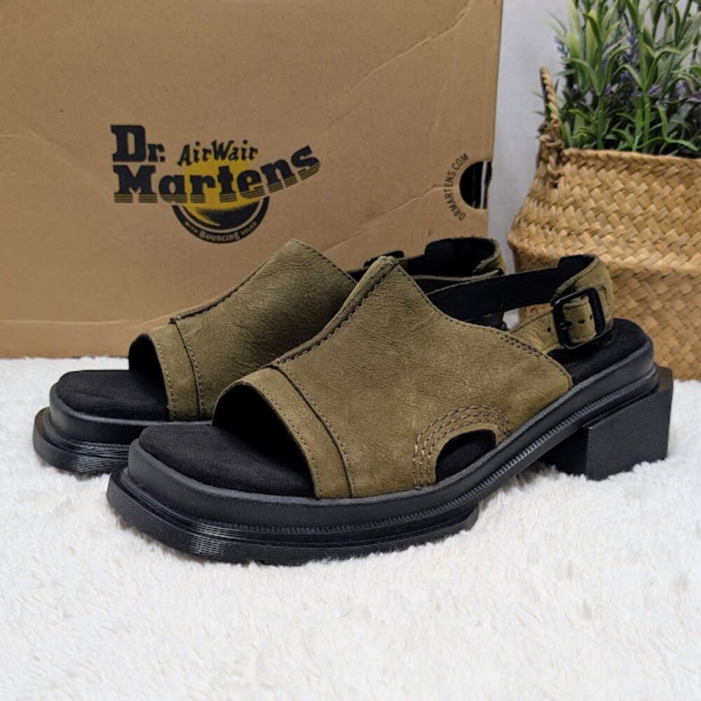 Dr. Martens Maybole Olive Buttersoft Leather Open Toe Sandals UK 7 NIB